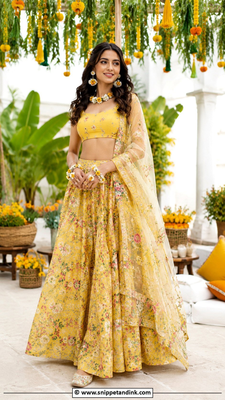 Floral Lehenga For Haldi - Snippet and Ink - 25 Haldi Mehndi Outfit Ideas