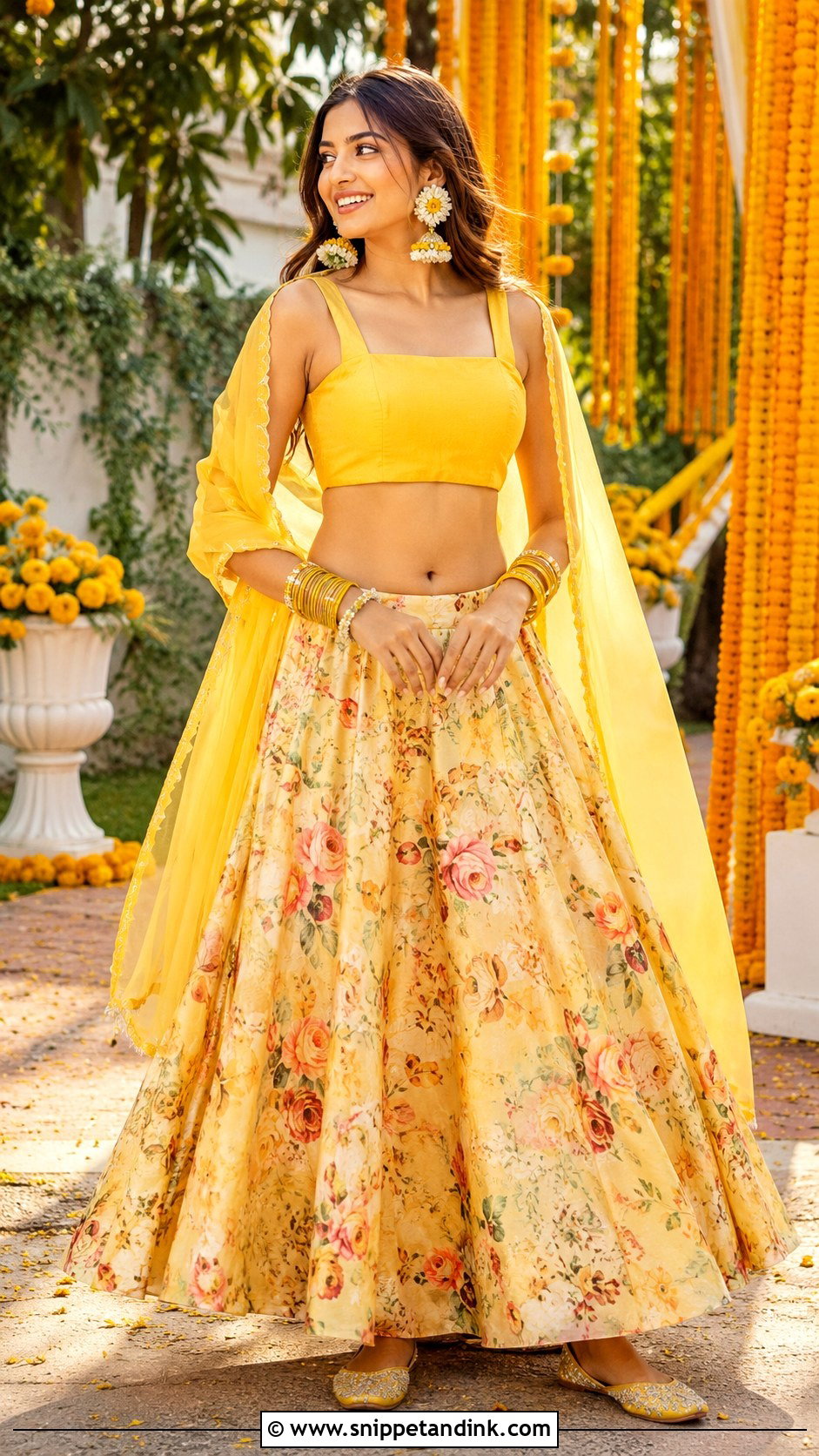 Floral Lehenga For Haldi - Snippet and Ink - 30 Haldi Dresses