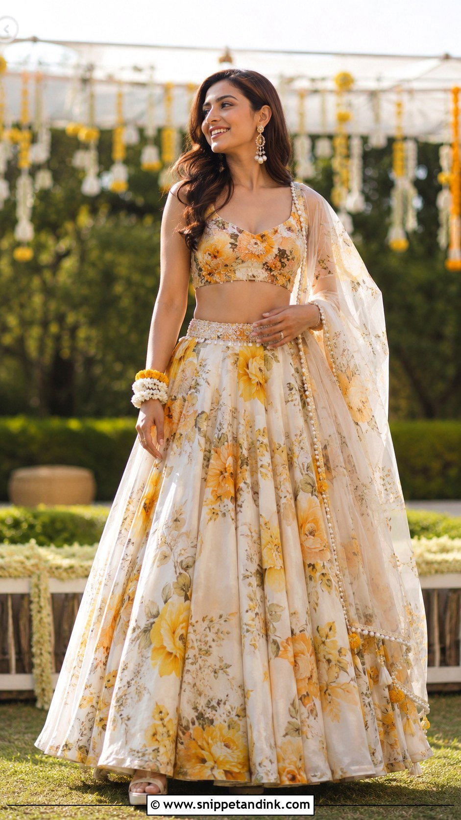 Floral Lehenga For Haldi - Snippet and Ink - 25 Haldi Ka Dress Ideas