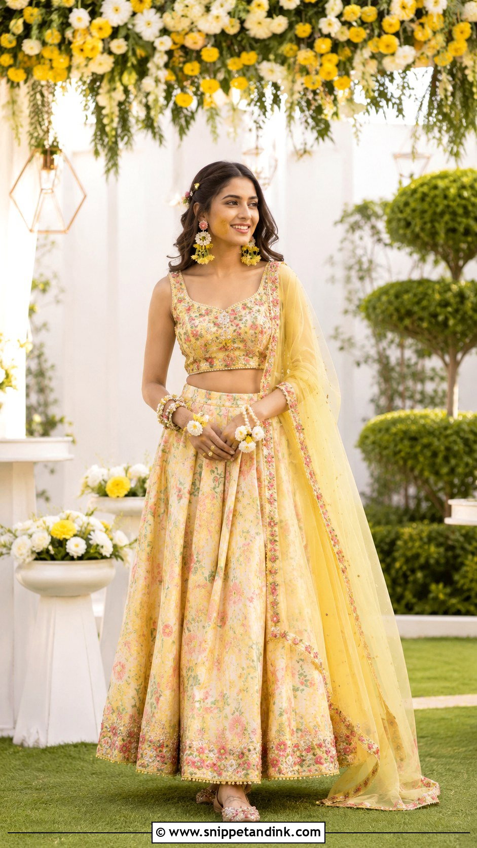Floral Lehenga For Haldi Bride - Snippet and Ink - 25 Outfit for Haldi Function for Bride Ideas
