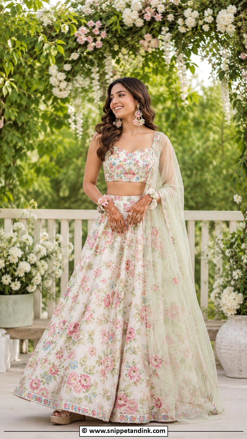 Floral Lehenga For Mehandi Bride - Snippet and Ink - 30 Mehandi Outfits Brides