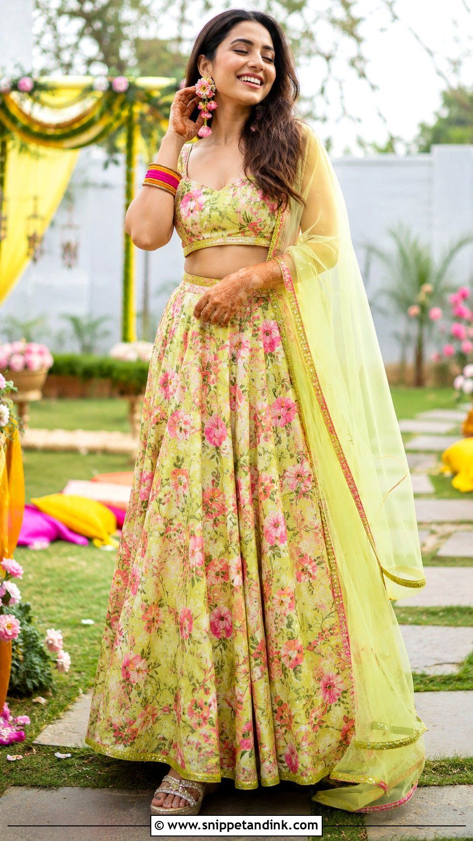 Floral Lehenga For Mehendi - Snippet and Ink - 25 Trending Indian Outfits for Wedding