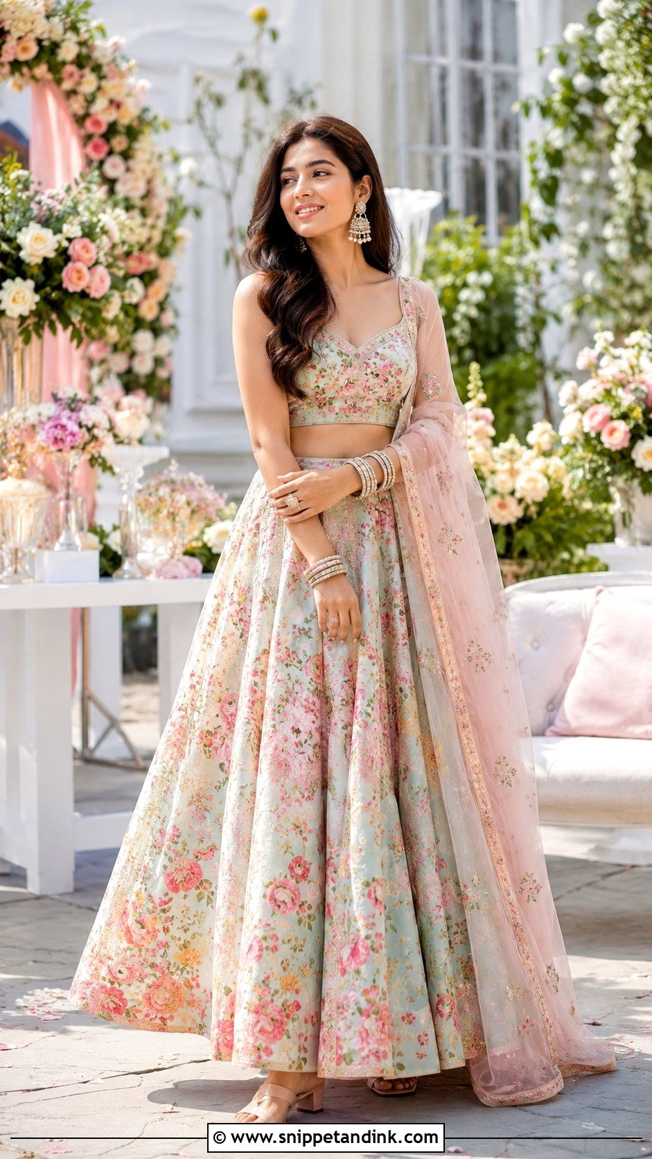 Floral Lehenga For Roka Ceremony - Snippet and Ink - 30 Roka Ceremony Outfits for Bride