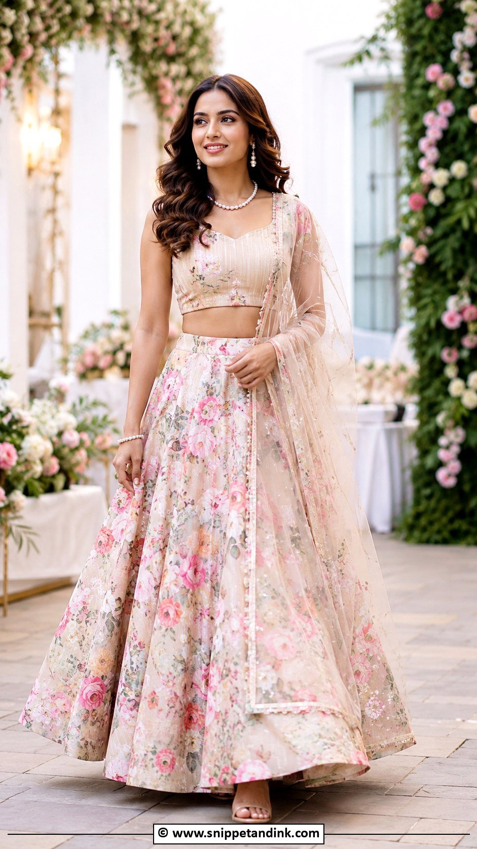 Floral Lehenga For Roka Ceremony - Snippet and Ink - 35 Roka Ceremony Outfits
