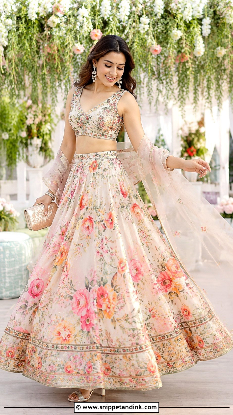 Floral Lehenga For Sangeet - Snippet and Ink - 25 Sangeet Dress Ideas