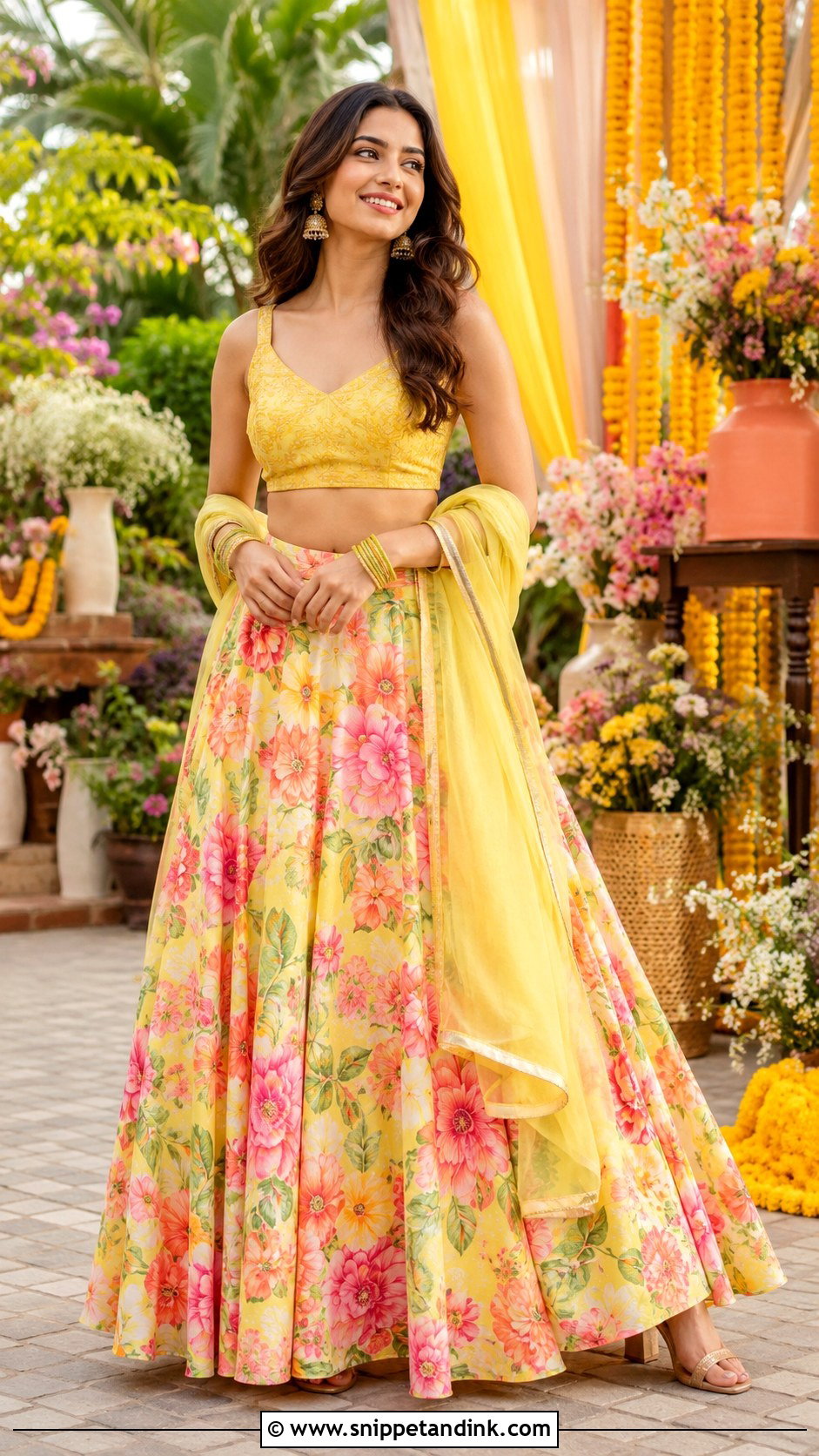 Floral Lehenga Haldi Outfit - Snippet and Ink - 25 Outfit for Haldi Function Ideas