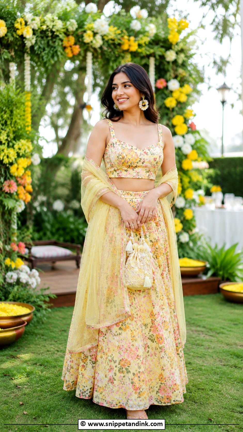 Floral Lehenga Haldi Outfit - Snippet and Ink - 30 Haldi Outfits for Women