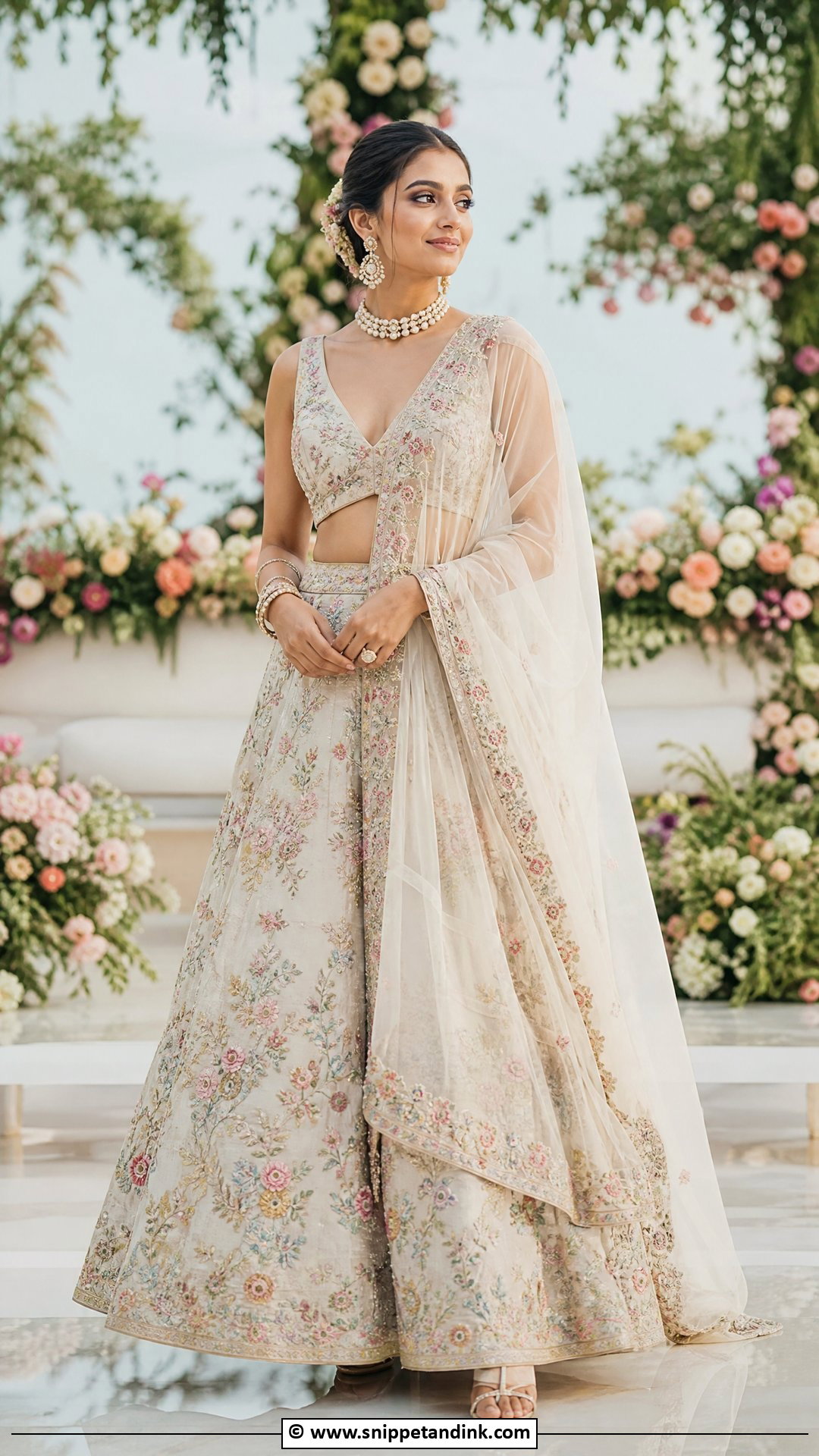 Floral Lehenga Indian Bride Outfit - Snippet and Ink - 35 Indian Bride Ideas