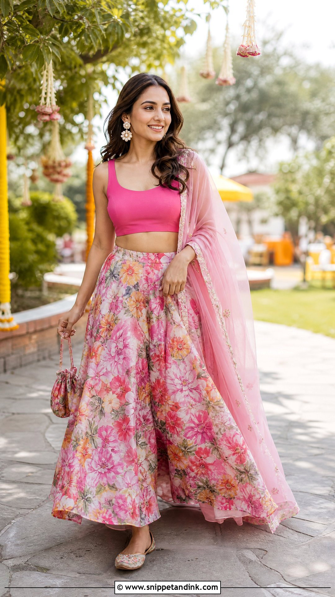 Floral Lehenga Mehandi Outfit - Snippet and Ink - 20 Mehandi Ceremony Outfit Ideas