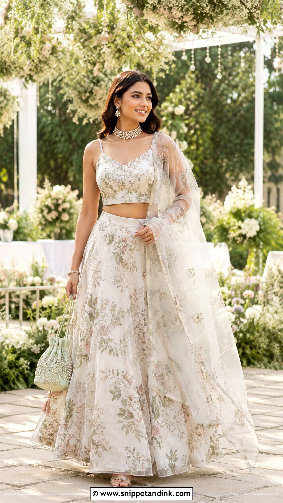 Floral Lehenga Outfit For Day Wedding - Snippet and Ink - 20 Indian Siders Wedding Outfits