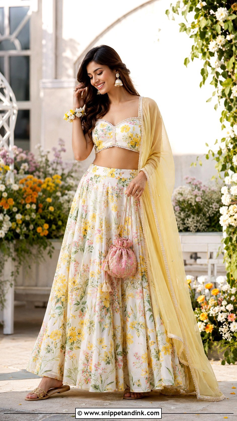 Floral Lehenga Outfit For Haldi - Snippet and Ink - 20 Haldi Trending Outfits