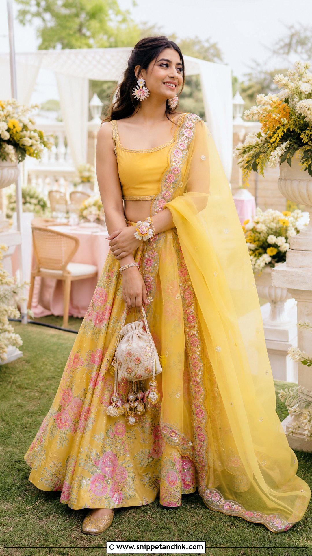 Floral Lehenga Pakistani Haldi Outfit - Snippet and Ink - 20 Pakistani Haldi Outfit Ideas