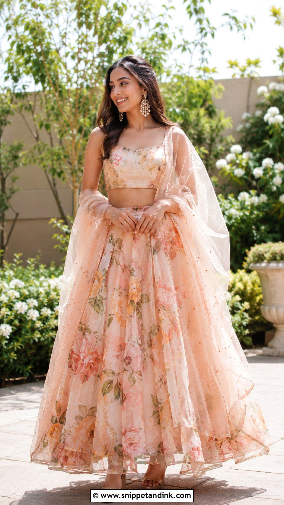 Floral Lehenga Ring Ceremony Outfit - Snippet and Ink - 30 Ring Ceremony Outfit Ideas