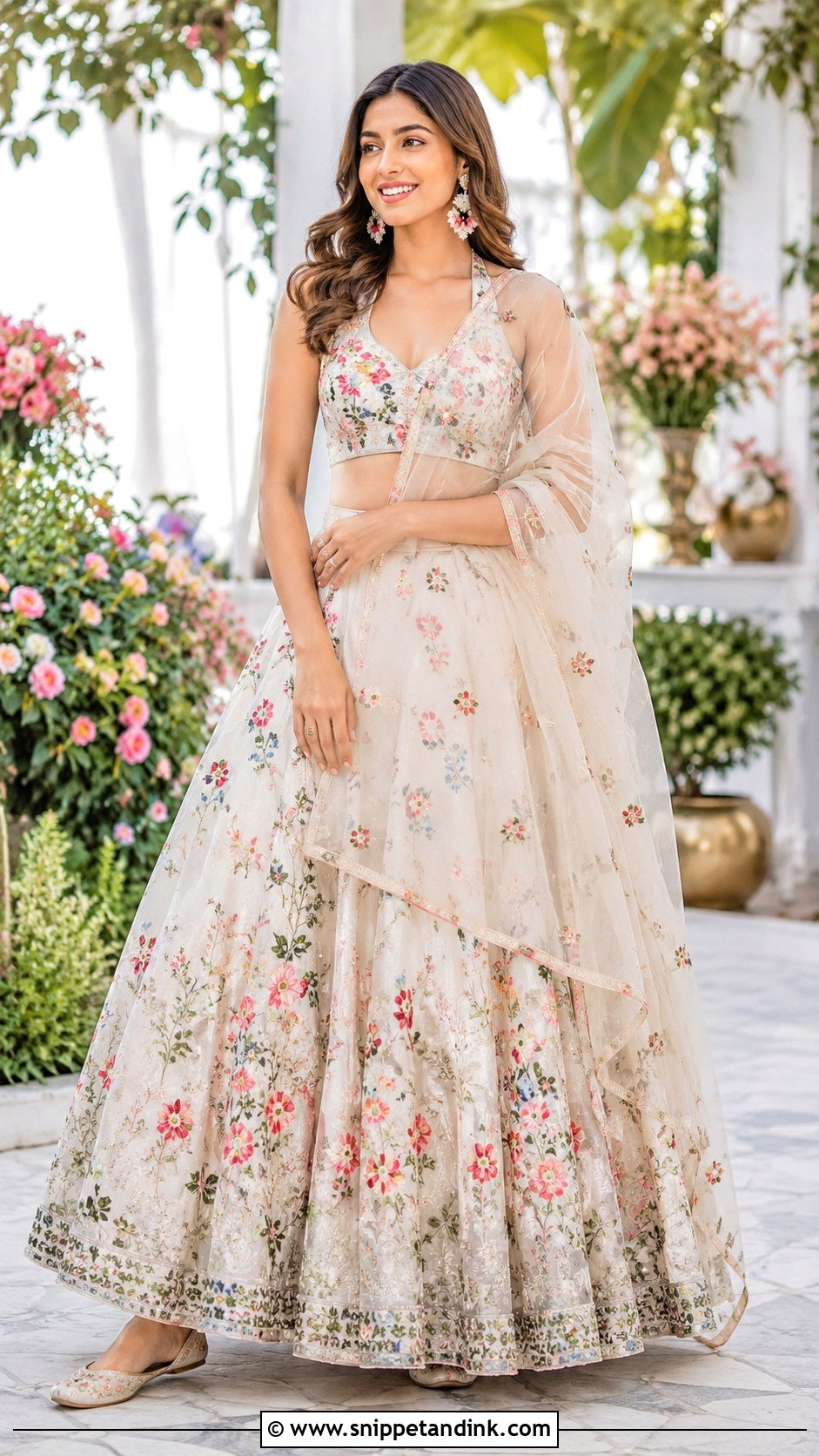 Floral Lehenga Roka Outfit - Snippet and Ink - 30 Roka Outfits for Bride