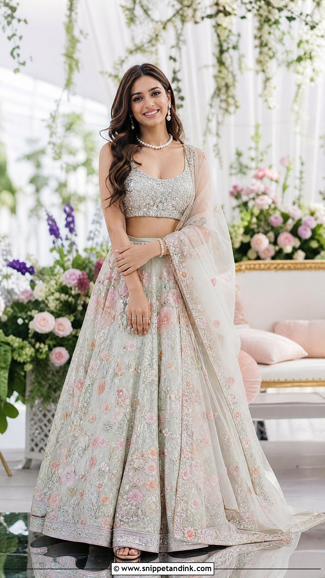 Floral Lehenga Sangeet Dress - Snippet and Ink - 25 Sangeet Dress for Bride Ideas