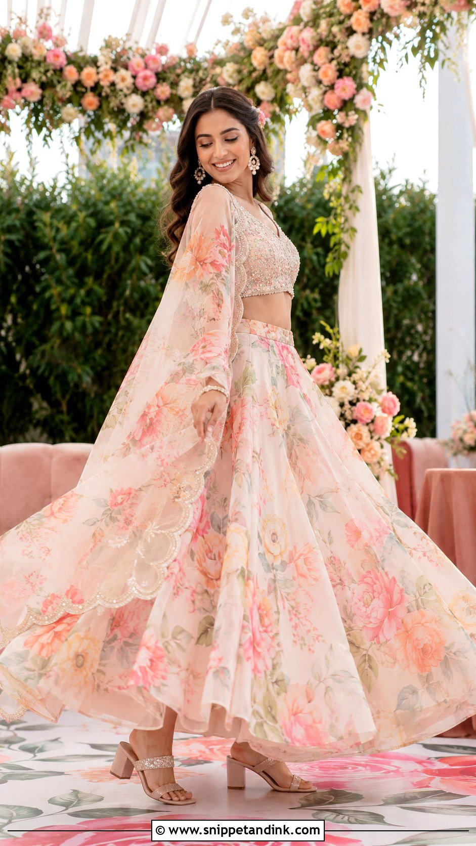 Floral Lehenga Sangeet Outfit - Snippet and Ink - 25 Bridal Sangeet Outfits
