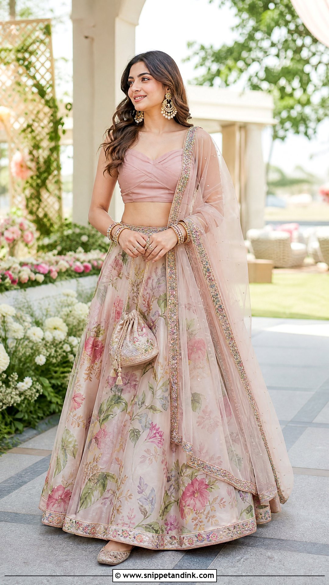 Floral Lehenga Wedding Look - Snippet and Ink - 20 Simple Indian Wedding Look Ideas