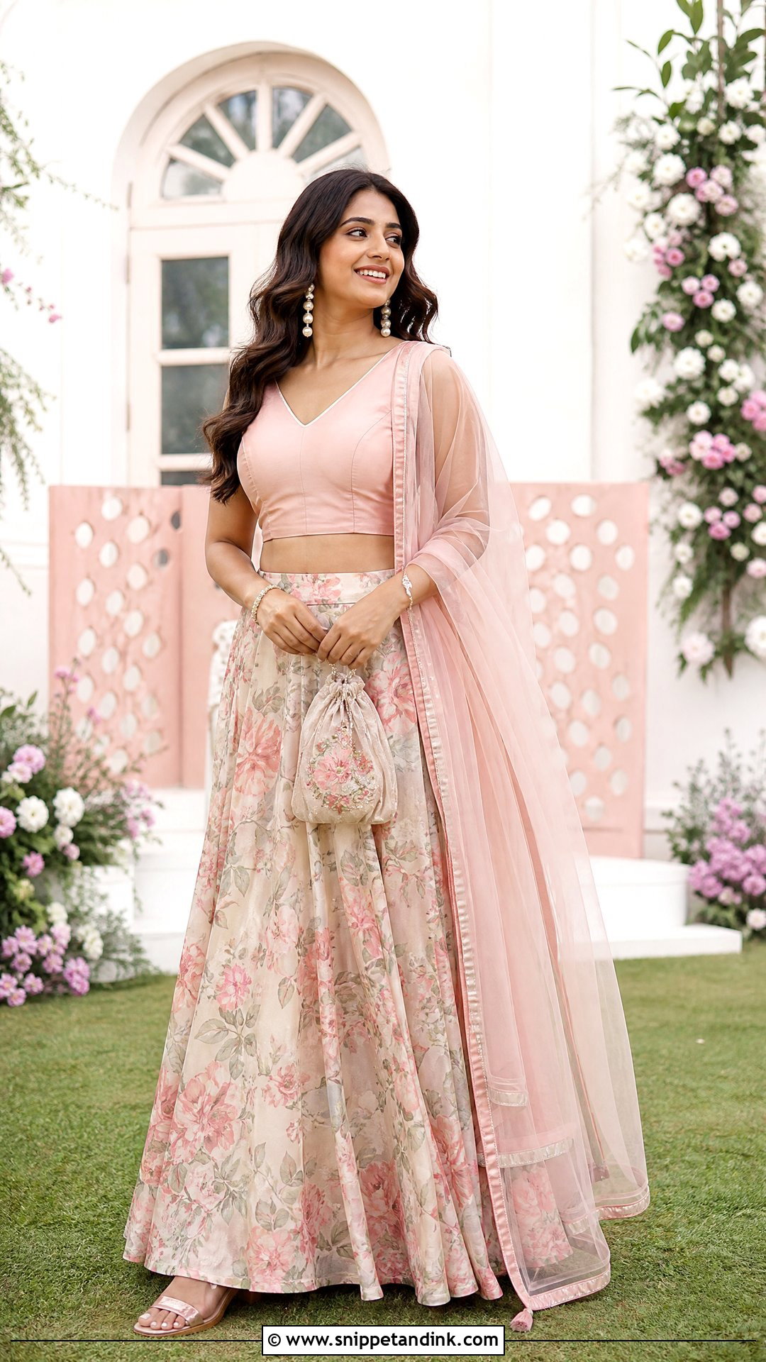 Floral Lehenga Wedding Outfit - Snippet and Ink - 20 Wedding Outfit for Sister Ideas