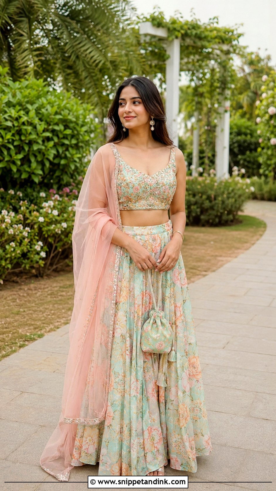 Floral Lehenga for Brothers Day Function - Snippet and Ink - 20 Brothers Marriage Outfit for Sister Ideas