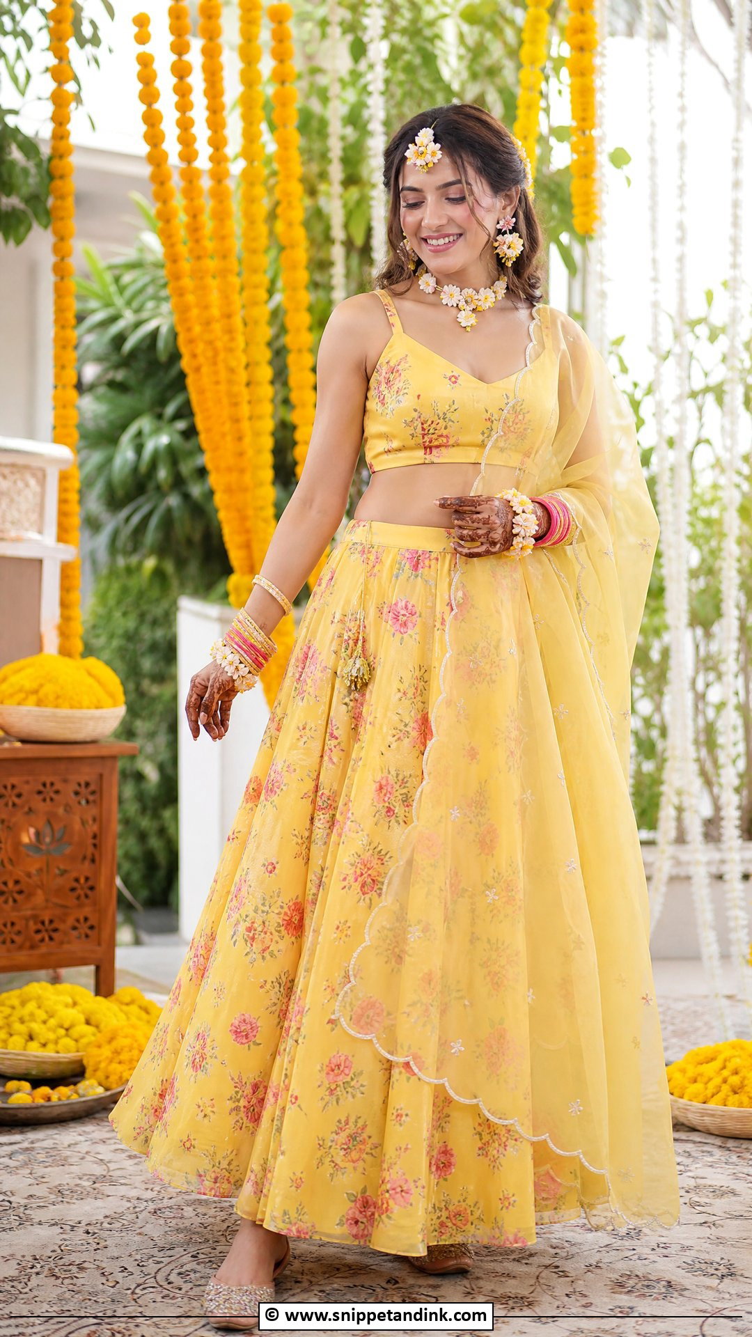 Floral Lehenga for Haldi Bride - Snippet and Ink - 35 Haldi Outfits for Bride