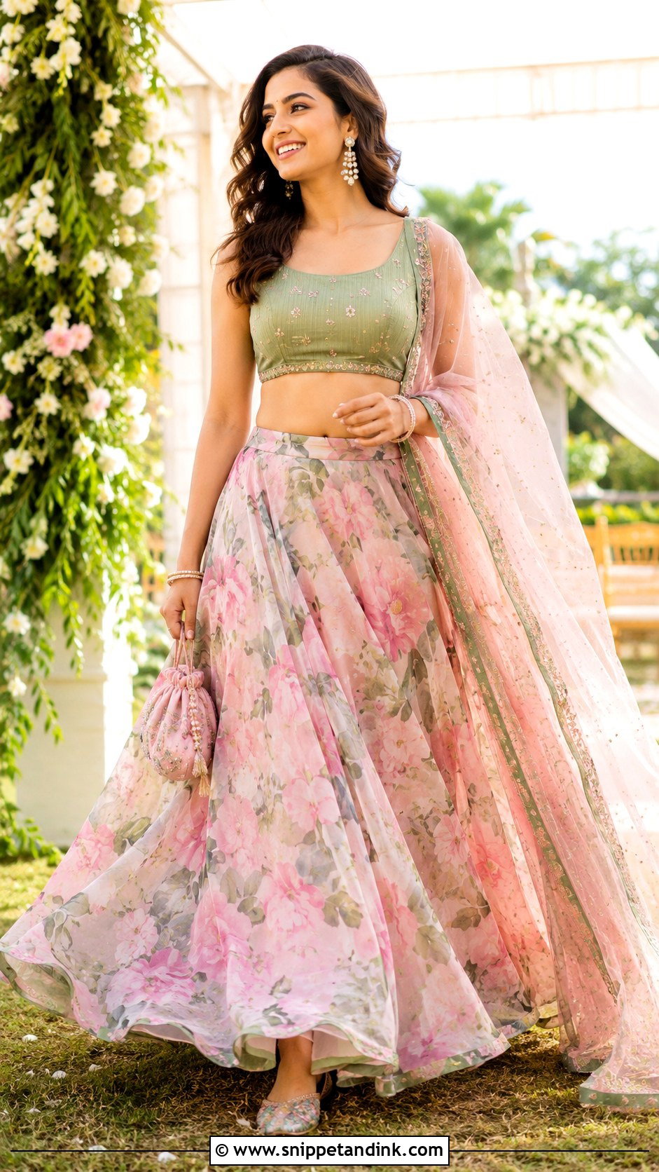 Floral Lehenga for Indian Marriage - Snippet and Ink - 20 Indian Marriage Dress Ideas