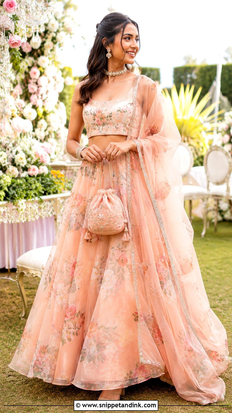 Floral Lehenga for Indian Wedding Day Event - Snippet and Ink - 20 Indian Wedding Dresses Ideas