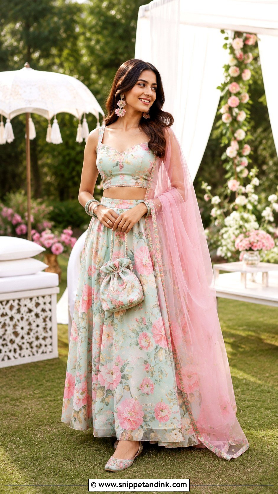 Floral Lehenga for Mehendi Function - Snippet and Ink - 20 Indian Dress for Marriage Function Ideas