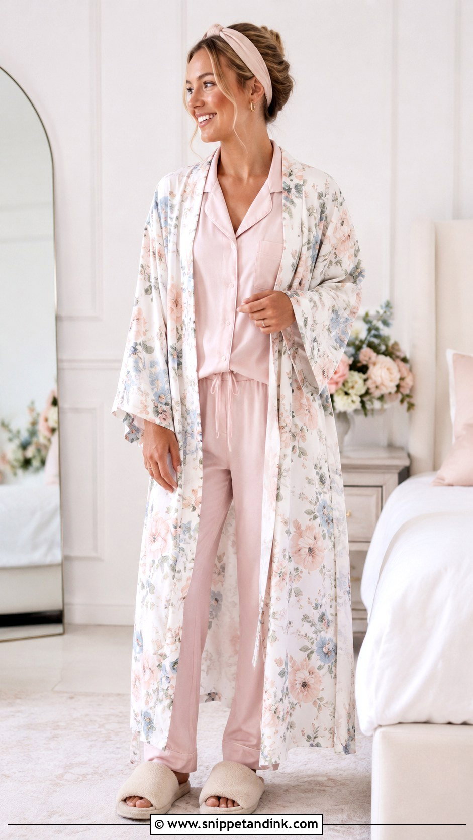Floral Long Bridal Robe - Snippet and Ink - 20 Long Bridal Robes Ideas