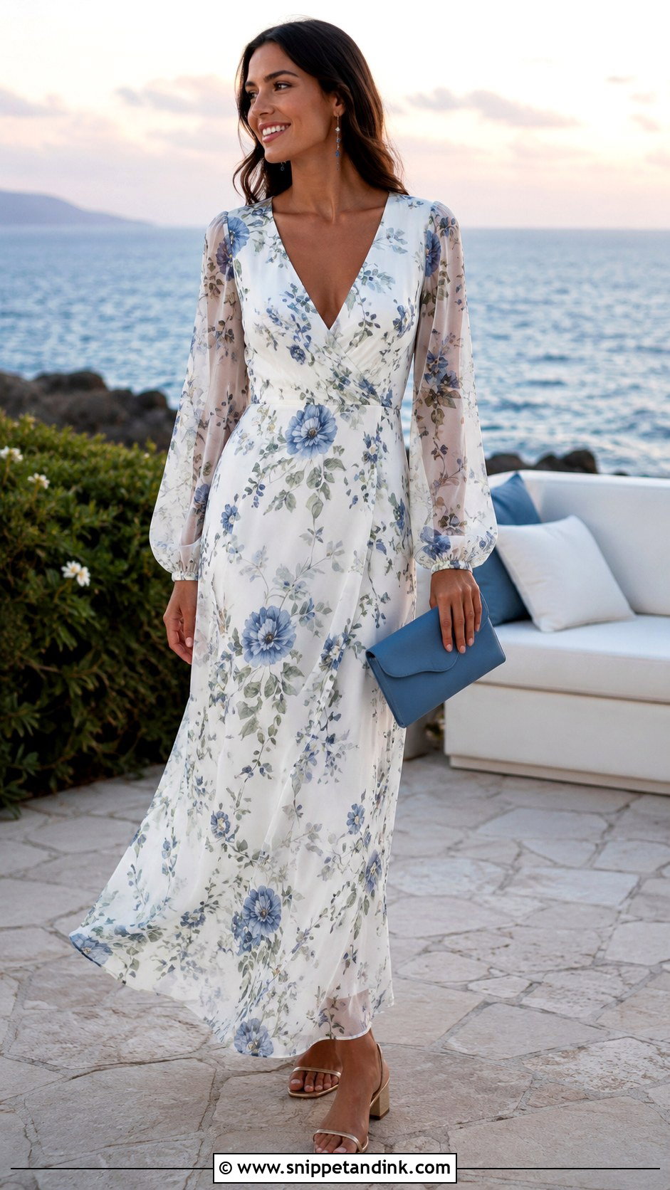 Floral Long Sleeve Beach Wedding Dress - Snippet and Ink - 20 Beach Wedding Ideas Dresses