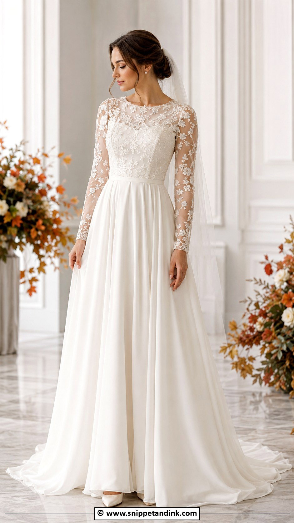 Floral Long Sleeve Wedding Dress - Snippet and Ink - 25 Wedding Dress with Flowers