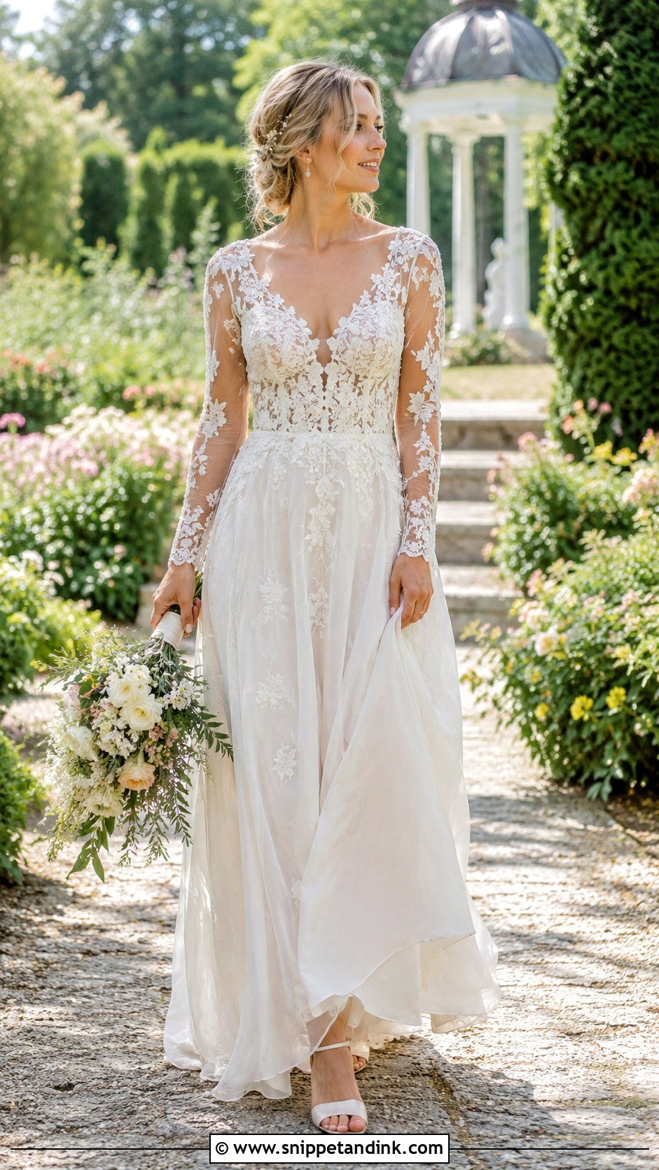 Floral Long Sleeve Wedding Dress - Snippet and Ink - 25 Wedding Dresses with Long Sleeves