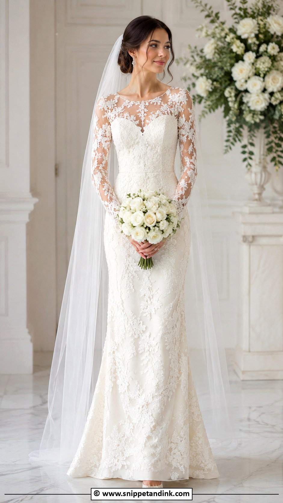 Floral Long Sleeve Wedding Dress - Snippet and Ink - 25 Wedding Dress Flowers