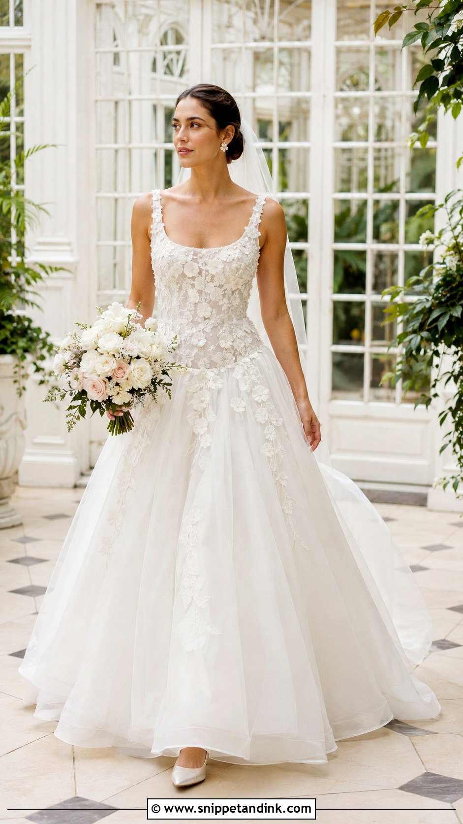 Floral Low Waisted Wedding Dress - Snippet and Ink - 20 Low Waisted Wedding Dress Ideas