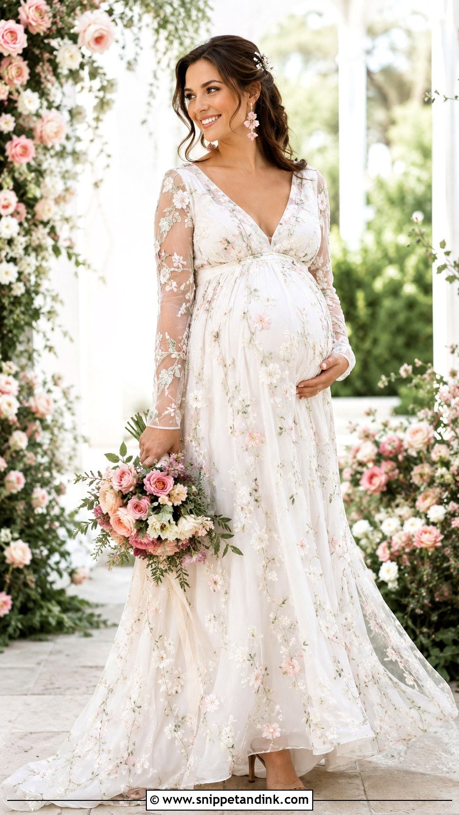 Floral Maternity Wedding Dress - Snippet and Ink - 30 Maternity Wedding Dress Ideas