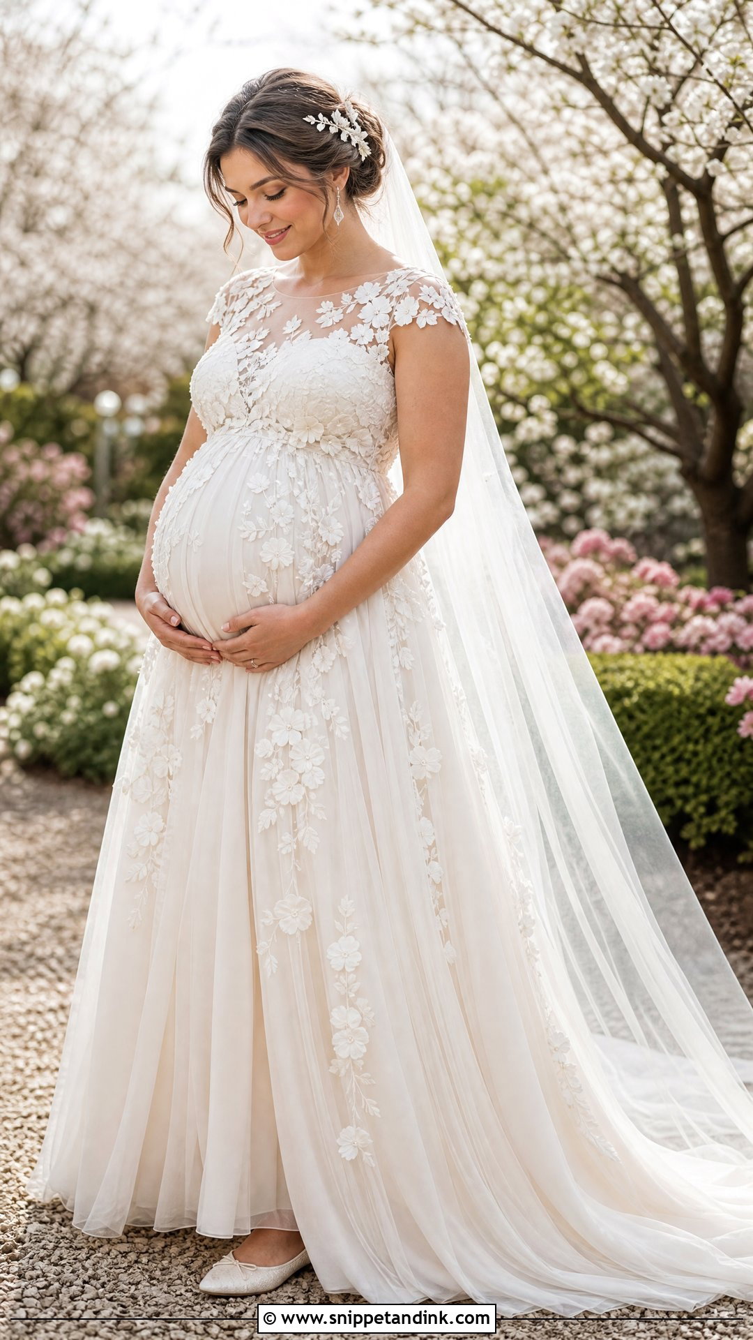 Floral Maternity Wedding Gown - Snippet and Ink - 20 Wedding Gown for Pregnant Brides Ideas