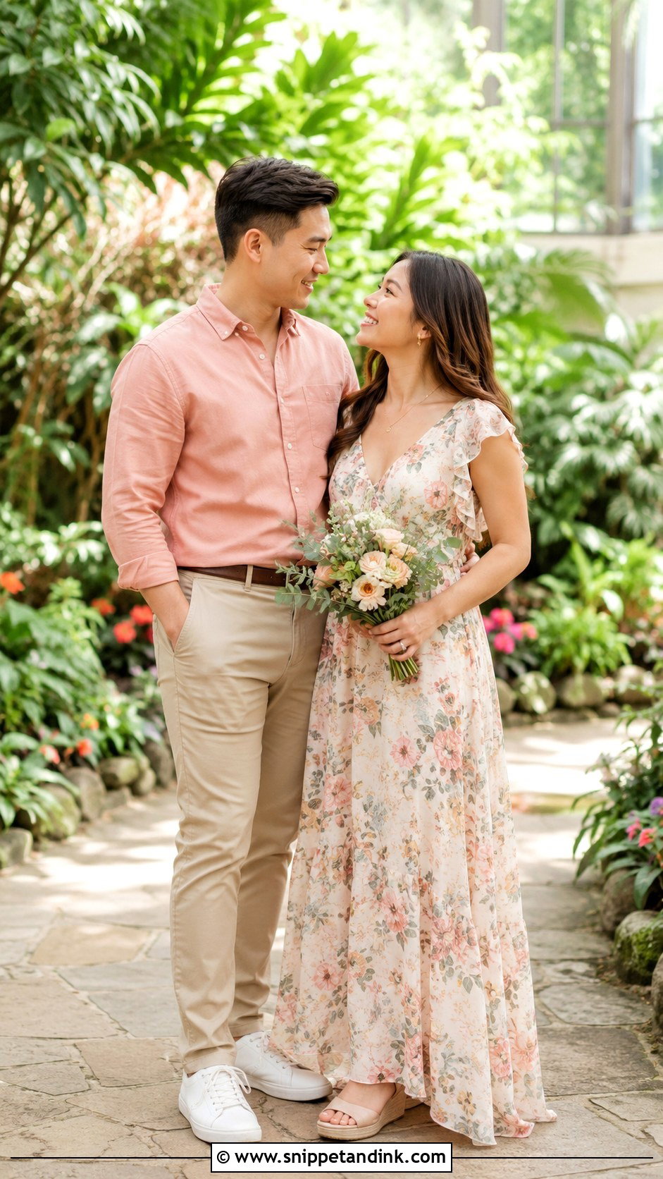 Floral Maxi Dress Garden Prenup Outfit - Snippet and Ink - 20 Prenup Ideas Outfits