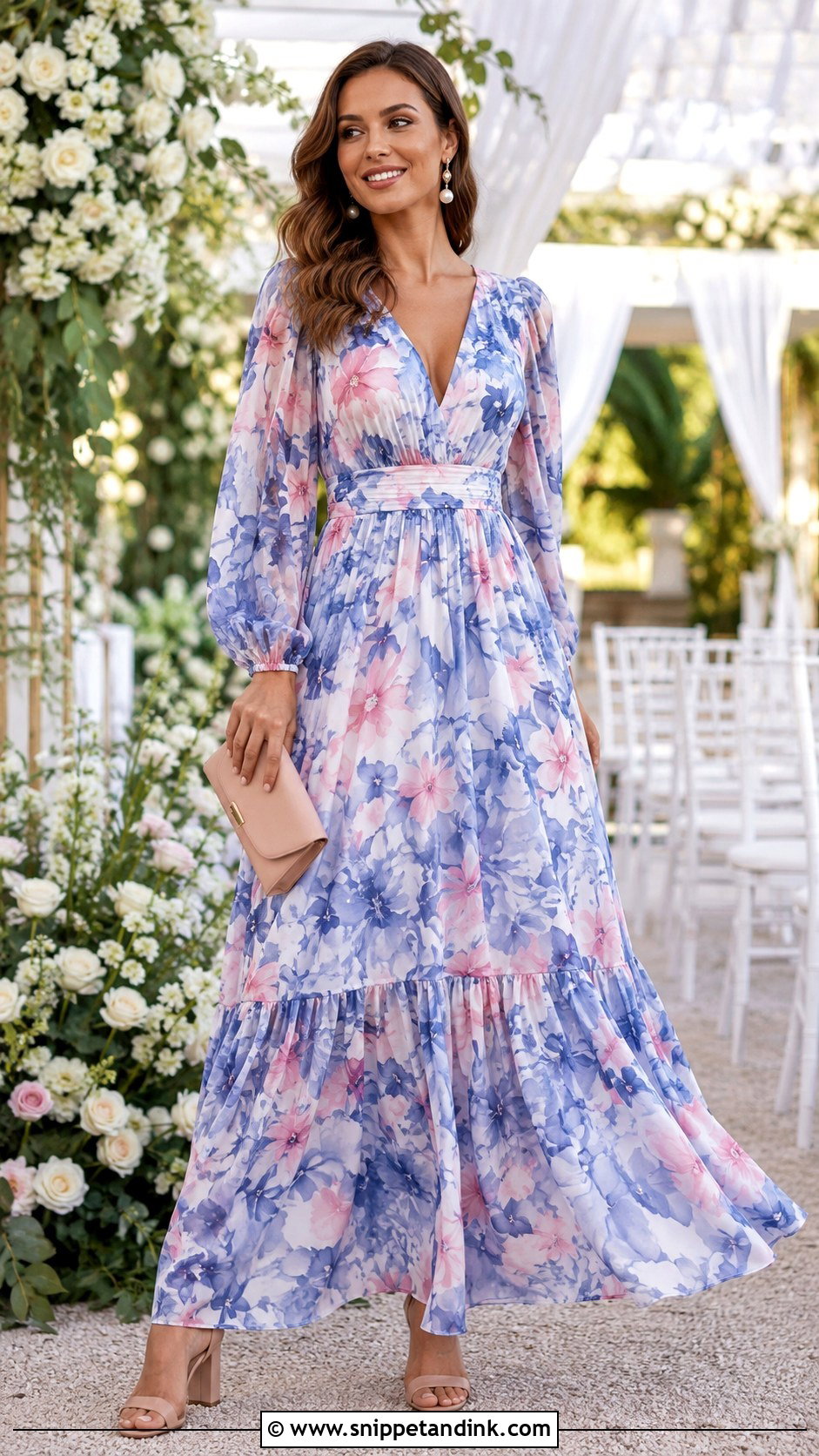 Floral Maxi Dress Wedding Outfit - Snippet and Ink - 20 Maxi Dress Outfit for Wedding Ideas