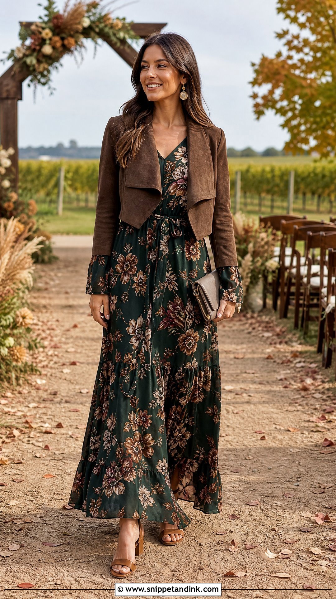 Floral Maxi Dress for an Outdoor Fall Wedding - Snippet and Ink - 20 What to Wear to a Fall Wedding Ideas