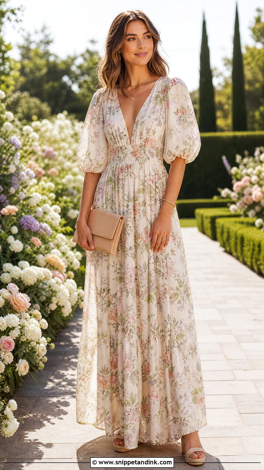 Floral Maxi Garden Wedding Dress - Snippet and Ink - 25 Garden Wedding Dresses