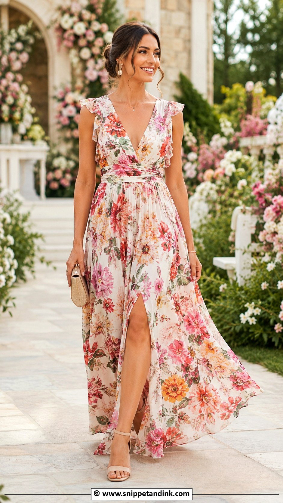 Floral Maxi Summer Wedding Dress - Snippet and Ink - 30 Summer Wedding Dress Ideas