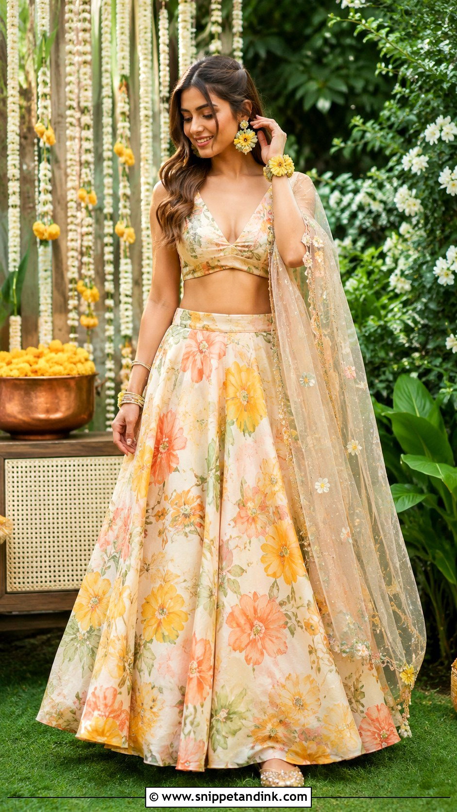 Floral Mayoun Lehenga - Snippet and Ink - 25 Mayoun Dress Ideas