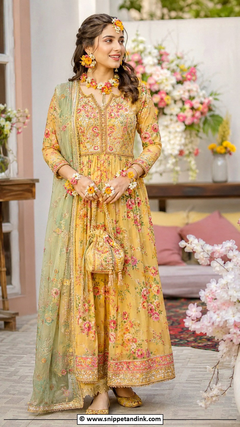 Floral Mehndi Dress - Snippet and Ink - 30 Pakistani Mehndi Dresses