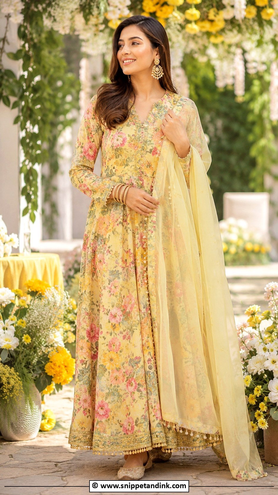 Floral Mehndi Dress - Snippet and Ink - 30 Pakistani Mehndi Dress Ideas