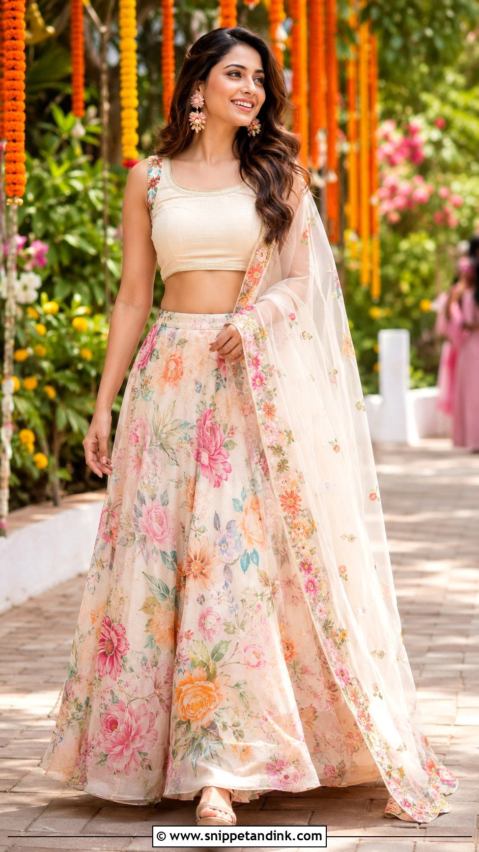 Floral Mehndi Lehenga Outfit - Snippet and Ink - 30 Mehndi Function Dress Outfit Ideas