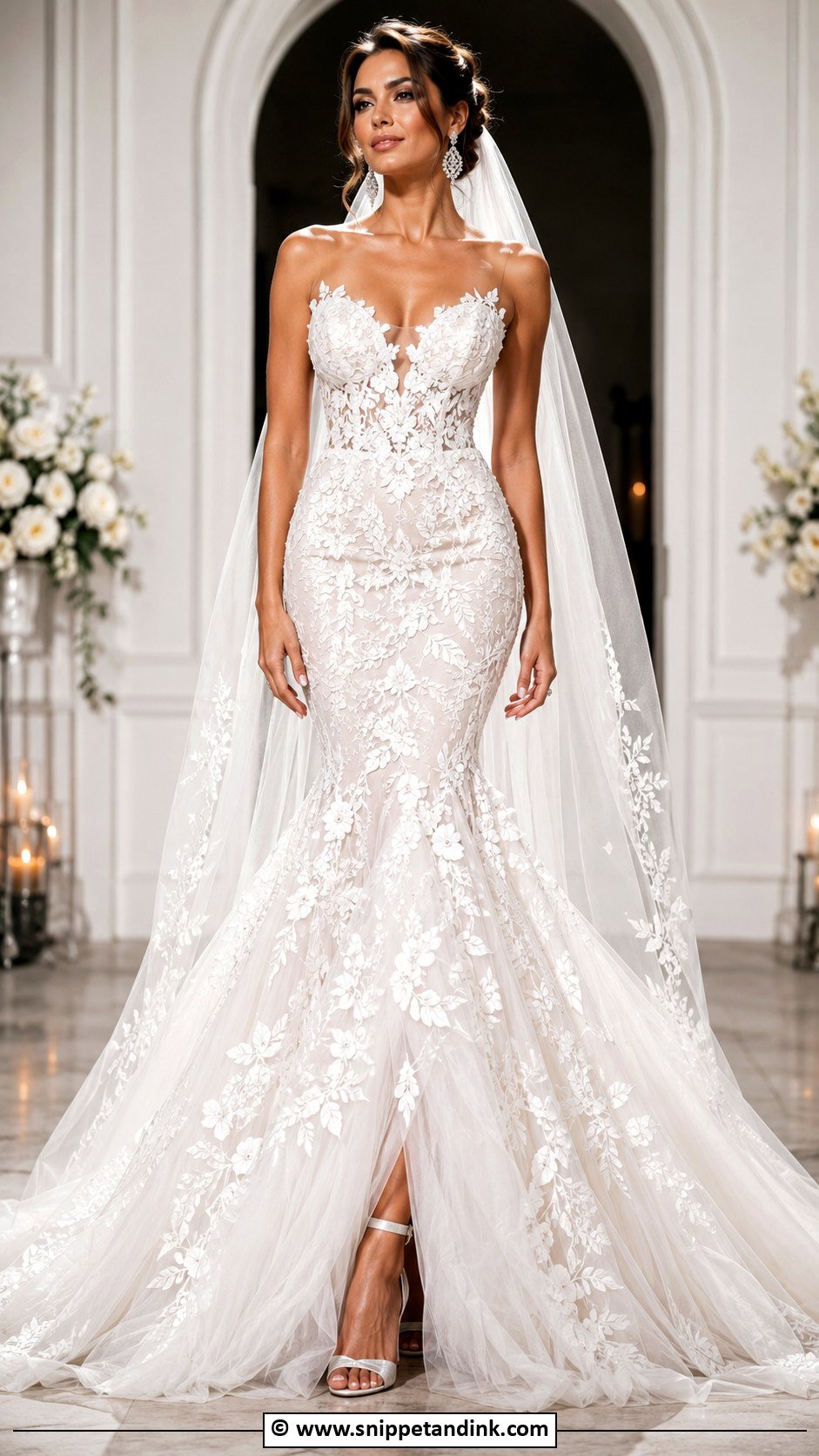 Floral Mermaid Wedding Dress - Snippet and Ink - 30 Flower Wedding Dress Ideas