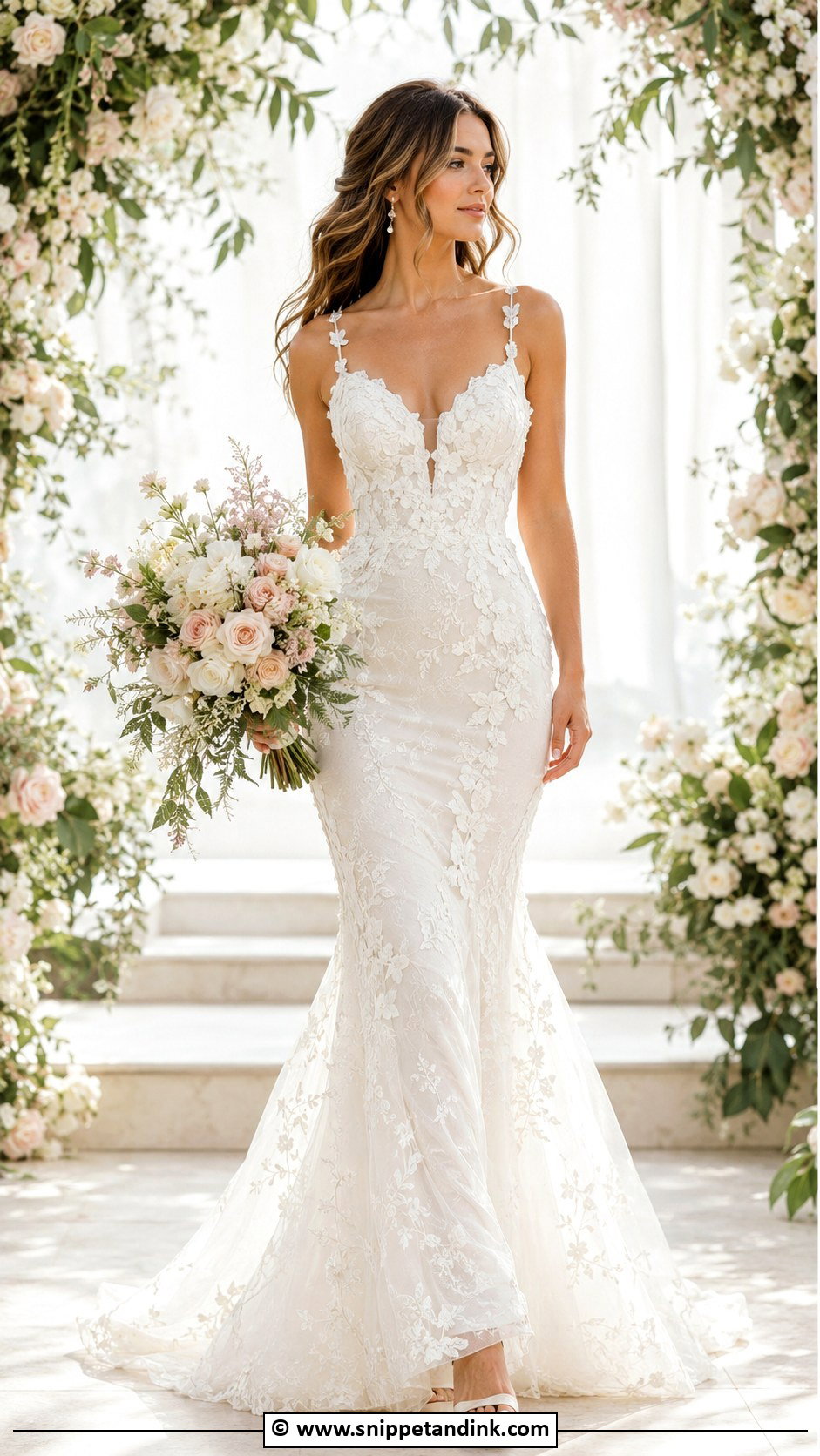 Floral Mermaid Wedding Dress - Snippet and Ink - 35 Mermaid Wedding Dresses