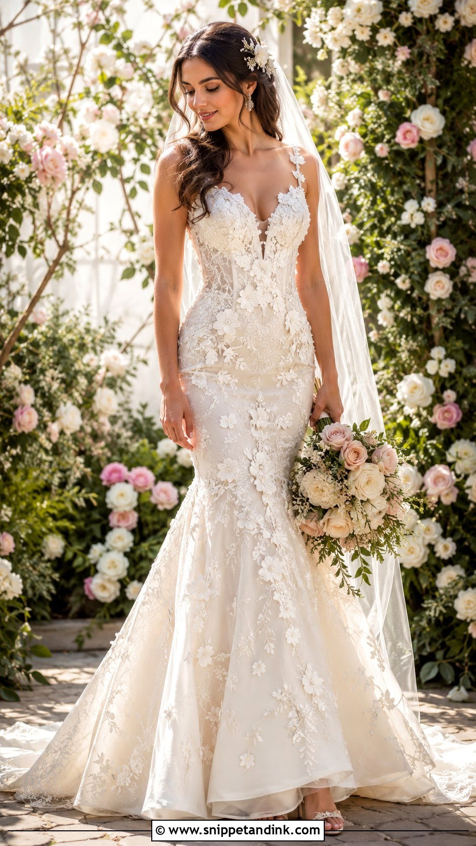Floral Mermaid Wedding Dress - Snippet and Ink - 25 Mermaid Style Wedding Dress Ideas