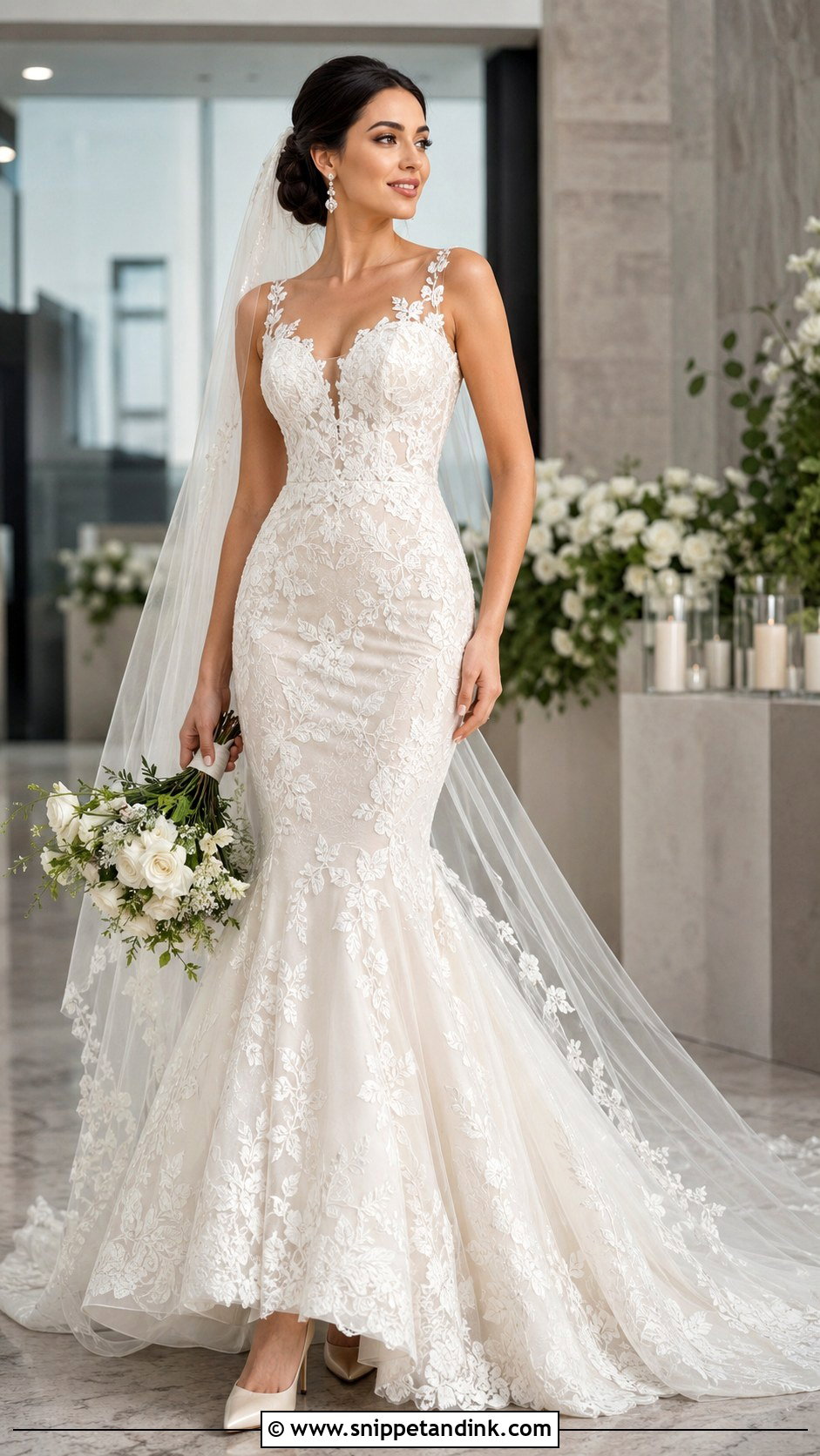Floral Mermaid Wedding Dress - Snippet and Ink - 20 Floral Flower Wedding Dress Gown Ideas