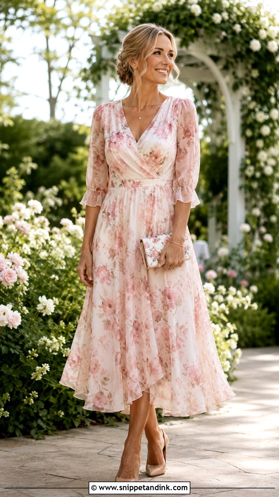 Floral Midi 2nd Wedding Dress - Snippet and Ink - 25 2nd Wedding Dress Over 40 Not White Ideas