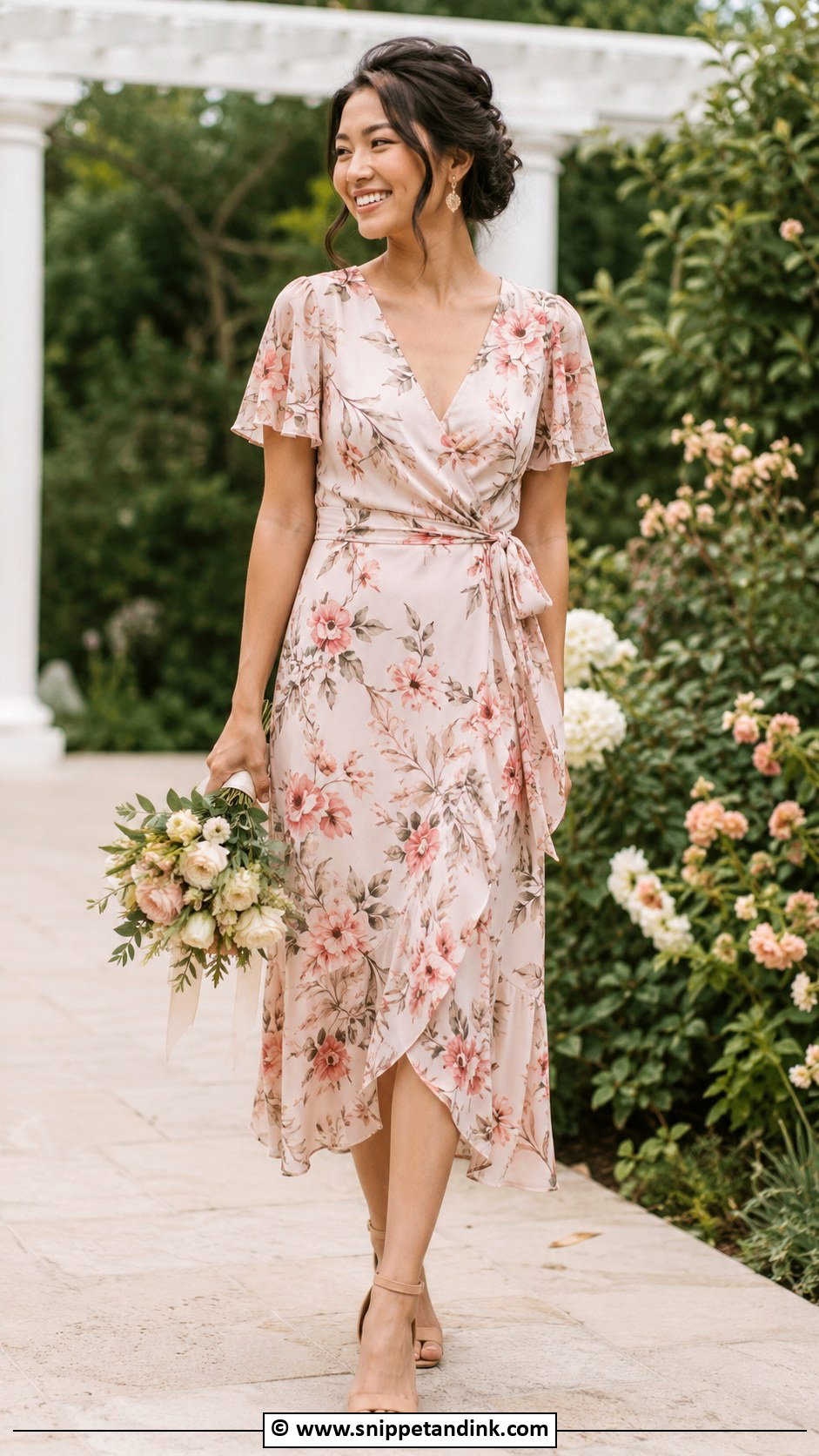 Floral Midi Bridesmaid Dress - Snippet and Ink - 25 Wedding Maids Dresses